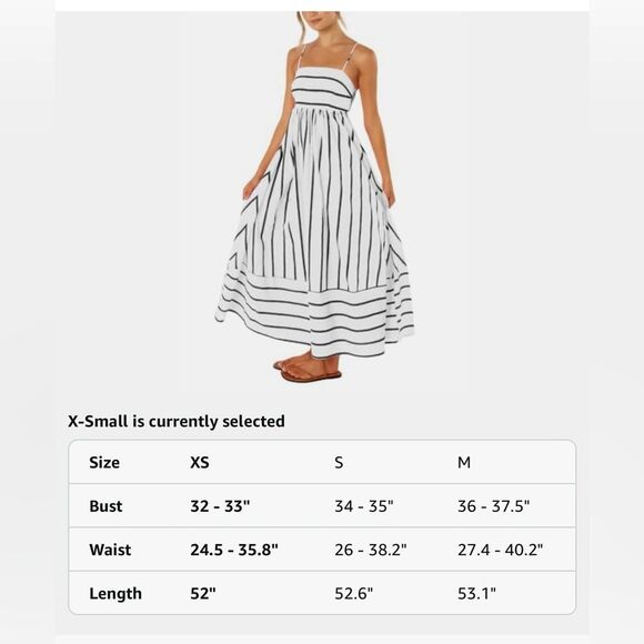Chouyatou Women's Striped Back Smocked Maxi Flowy Swing Long Dress - Picture 6 of 7